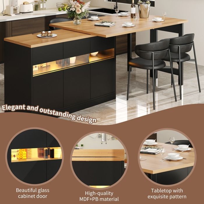 Table de bar extensible 120-180x40-80x71cm Table à manger pliable Table ...