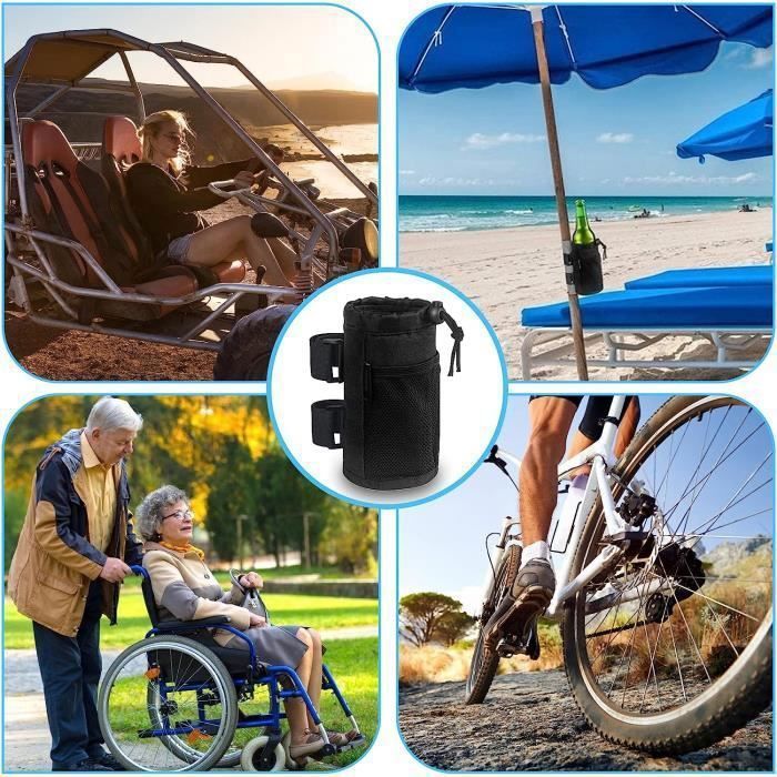Porte-Bouteille Vélo Mini Avec Poche Maille - Support Gourde VTT Route, Fixation Velcro Stable Pour Guidon