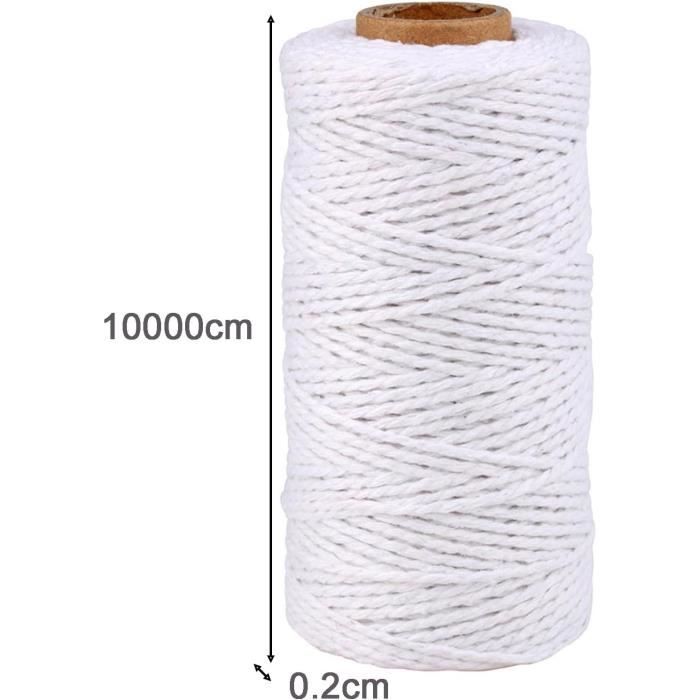 1 Rouleau 328 Ft Corde D'Emballage Cadeau 2Mm Ficelle De Coton Ficelle  Décorative Réutilisable Crochet Coton Corde Pour Plan[u1838] - Cdiscount  Bricolage