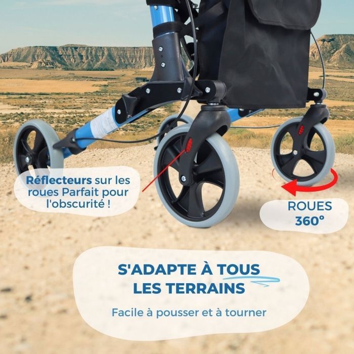 Mobiclinic Déambulateur Caddie Coliseo | Siège Rembourré | 21L | Pliable | Frein Sécurité | Noir