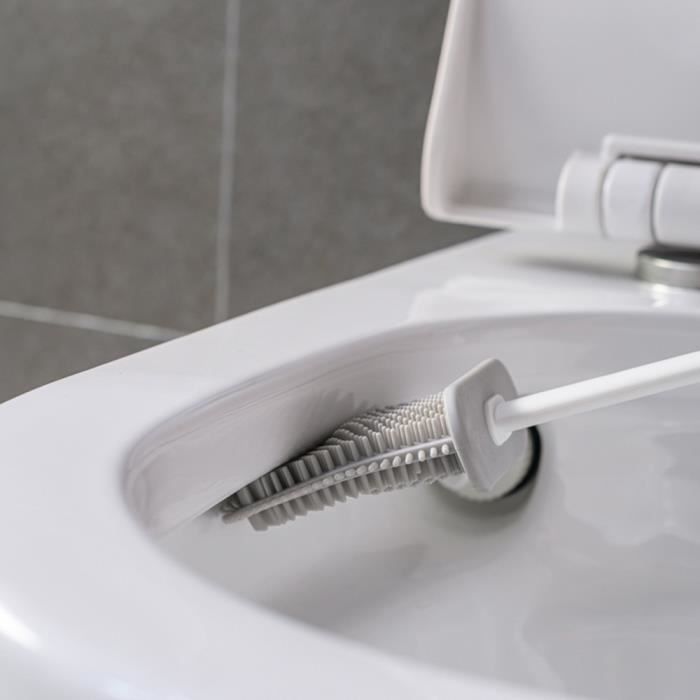 Brosse WC Silicone Brosse Toilette avec support à séchage rapide pincette  cachée Brosse Toilette Silicone pour salle WC