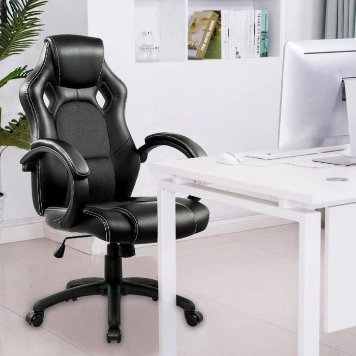 Chaise Bureau Ergonomique - Siège Ordinateur Rembourré Avec Appuie-tête Et Repose-pieds - 180kg Capacité