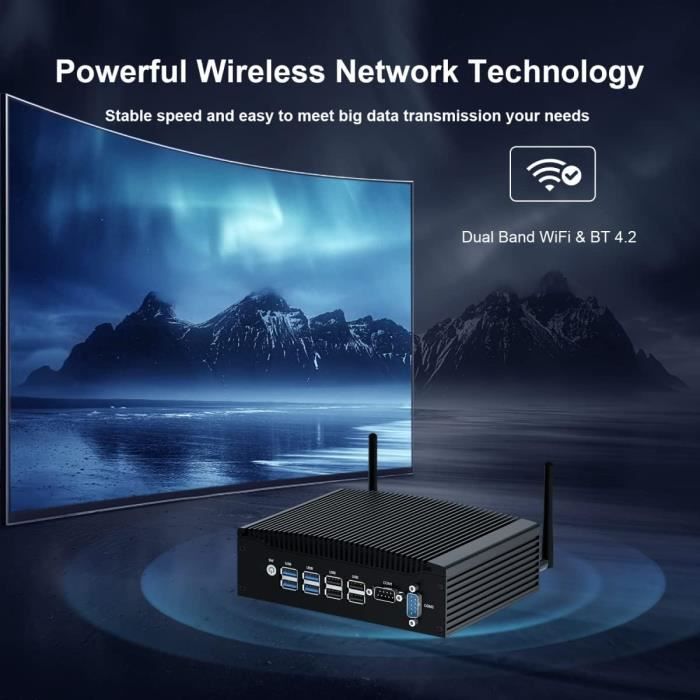 Mini PC Industriel HISTTON Windows 11 Pro - Processeur J4125, 8Go RAM, 128Go SSD - Double LAN, WiFi, BT 4.0