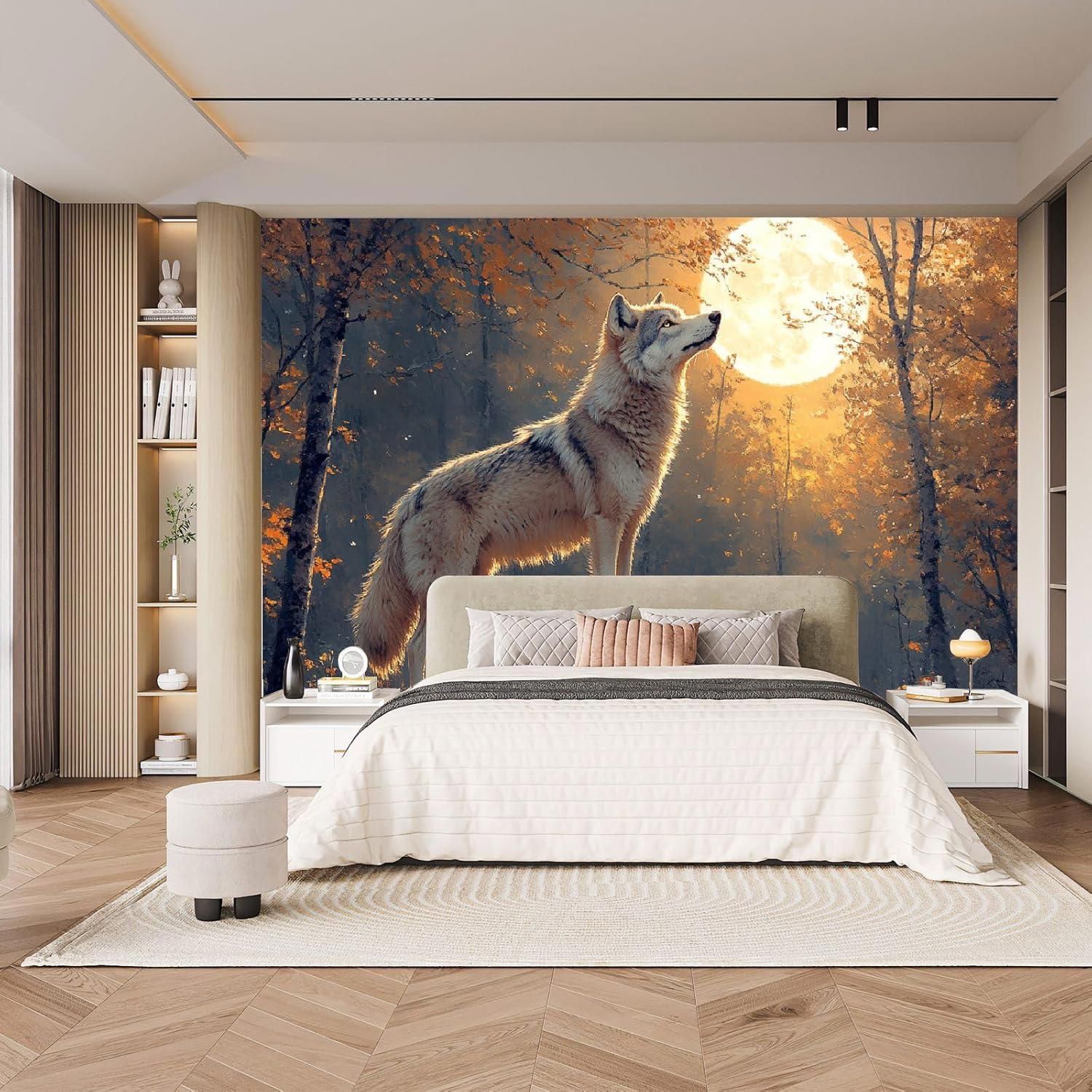 VFKLZCNYR Le Loup 3D Effet Tapisserie DécoSourision Murale Tapisserie Murales DécoSourision Murale En Tissu Pour Chambre Salon Serviette De Plage Tenture Murale 130cmx150cm