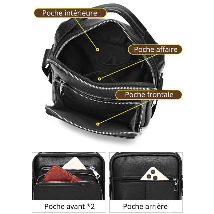 Sacoche En Cuir Véritable Pour Homme - Grande Capacité, Bandoulière Réglable, Couleur Marron