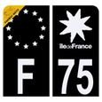 Autocollant Sticker Plaque d'immatriculation Moto Département 75 Paris Noir-0