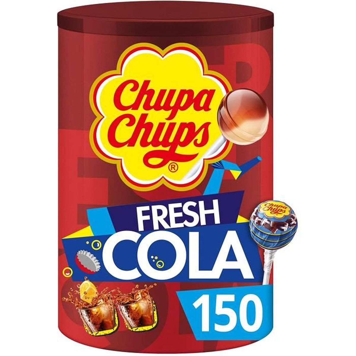 Chupa Chups - Tubo de 150 Sucettes Cola - Goût Cola et Cola-Citron ...