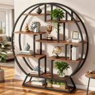 TOPESCT Bibliothèque ronde industrielle 5 niveaux,Bibliothèque haute indépendante pour salon,bureau,maison,Bibliothèque