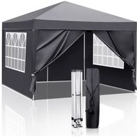 Tonnelle de Jardin,3X3m Tonnelle Pliante POP-UP avec 4 Parois Latérales - Tente Imperméable ,Protection du Soleil UV 50+