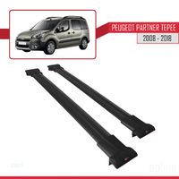 Compatible avec Peugeot Partner Tepee 2008-2018 Barres de Toit FLY Modèle Railing Porte-Bagages de voiture NOIR