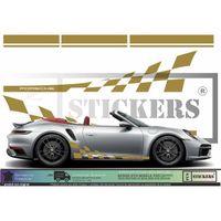 Porsche Bandes Intégrales latérales + capot + toit + hayon - OR - Kit Complet  - Tuning Sticker Autocollant Graphic Decals