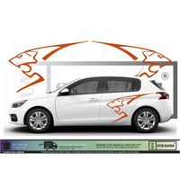 Peugeot Logo Lion ST GTI racing - ORANGE - Kit Complet - Tuning Sticker Autocollant Graphic Decals