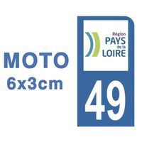 Autocollants Stickers plaque immatriculation scooter moto département 49 Maine-et-Loire Logo Région Pays de la Loire