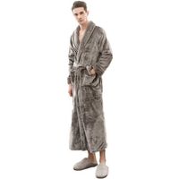 Funmoon  Homme Peignoir de Bain Hiver Flanelle Robes de Nuit Longue Robes en Peluche Pyjamas Doux Chaud Grande Taille Épaissir
