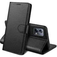 Coque pour Xiaomi Redmi Note 12 PRO 5G - Portefeuille Noir Rabat Clapet Aimanté Rangement Cartes Phonillico®