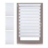 4 x Doppelrollo Klemmfix ohne bohren, Seitenzugrollo mit Streifen, Duo-Rollo für Fenster, Stoff 81x156 cm, weiß