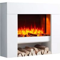 RICHEN cheminée électrique de sol Naran | Avec effet de flammes 3D| Chauffage 2000W| Avec télécommande & thermostat| Blanc
