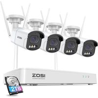 ZOSI 2,5K Kit Caméra de Surveillance WiFi Extérieure avec NVR 8CH 4MP Détection de Personne/Véhicule Audio Bidirectionnel et Alarme