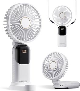 IYInJuan Mini Ventilateur Portable USB 5 Vitesses | Ventilateur Rechargeable Avec Écran LED Blanc