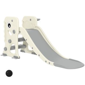 Toboggan pour enfants 3 en 1 avec structure d'escalade panier de basket et ballon toboggan pliable d'intérieur pour de 2 à 5 - Jeux - Jouets