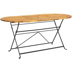TABLE DE JARDIN  Table de Jardin - Bois d'acacia Massif - Ovale - 160x85x74 cm