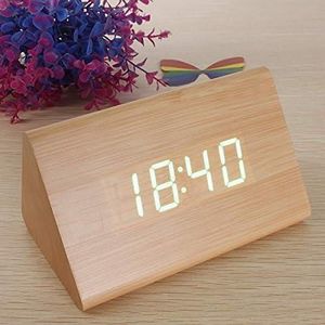 RÉVEIL SANS RADIO Triangulaire En Bois Led Réveil Bois Thermomètre N