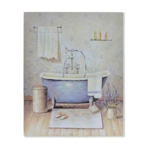 Tableau Toile Cadre Inscription SPA Salle De Bain Bath 40 x 40 cm Bleu -  Cdiscount Maison