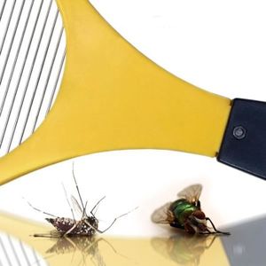 Relaxdays Tapette à moustique électrique raquette électrique insectes  volants mouches, orange