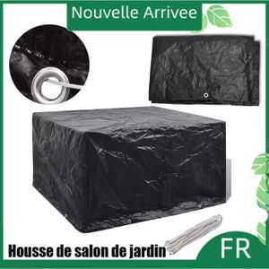 HOUSSE MEUBLE JARDIN  yuehuuroom© Housse de salon de jardin Résine tressée 8 œillets 172x113cm noir