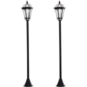 LAMPE DE JARDIN  Lot de 2 luminaires extérieurs solaires lampadaires lanternes classiques LED 15 Lm Ø 18,5 x 129H cm noir 18x18x129cm Noir