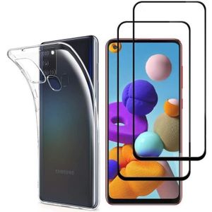 COQUE - BUMPER Coque pour Samsung Galaxy A21S et 2 Verres Trempe Bord Noir Film Protection Ecran Phonillico®