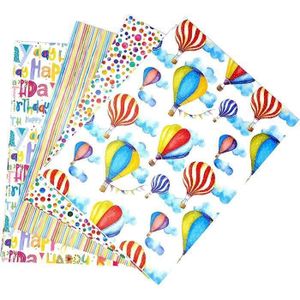 PAPIER CADEAU Shunli-T Papier cadeau 4 feuilles 100 x 70 cm coloré pour anniversaire Colorfull