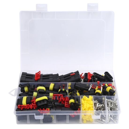 Connectique 12v GTIWUNG 20 Kit Connecteur Prise Imperméable Etanche, Connecteur étanche électrique IP67 AMP PA66 Mâle Et Femelle 1,5 Mm Terminaux, Pour Voiture Bateau Gaine Thermorétractable