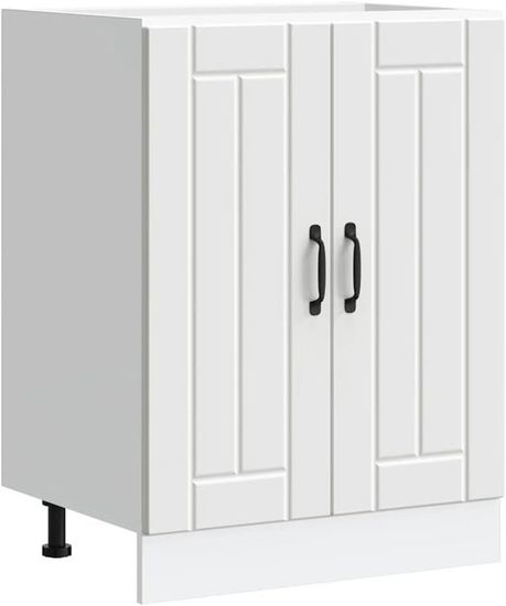 Meuble Bas De Cuisine VidaXL – Blanc Avec Tiroirs – Bois – Neuf (défaut Possible)