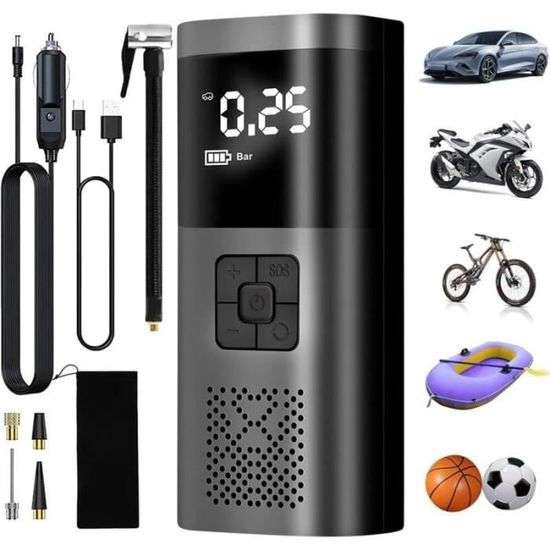 Compresseur D’air Portatif KIMIGO – 150 PSI, Batterie 6000 MAh – Gonflage Auto, Moto, Vélo, Ballons – Écran Digital