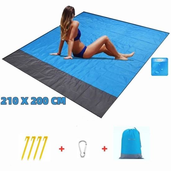 pliable et portable anti-sable tapis de plage imperméable Couverture de pique-nique couverture de plage imperméable 220 x 165 cm couverture de plage