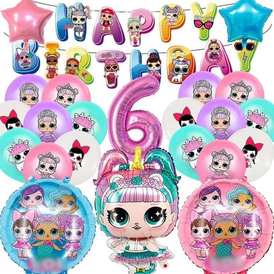Kit toile de fond pour arche anniversaire rose petites filles thème LOL Surprise