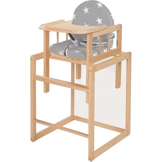 little stars chaise haute combinée avec planche à manger convertible en table et chaise, chaise haute pour enfant en bois naturel,