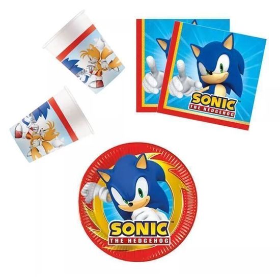 Pack 8 Gobelets Carton Sonic 200ml - Fête D'Anniversaire Enfant - Thème Jeu Vidéo