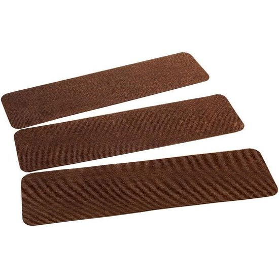 Lot De 15 Tapis Antidérapants Pour Escaliers 65x21cm - Marches Confortables Et Sécurisées Avec Adhésif Réutilisable (Brun)