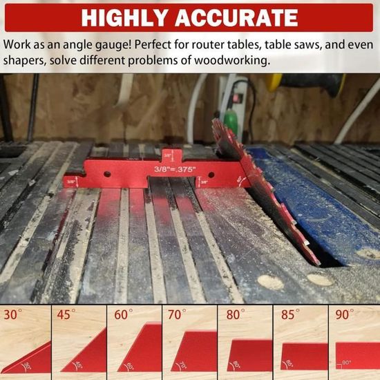 Lot de 15 jauges de précision en aluminium - Jauges de hauteur - Outils de mesure pour routeur et scie à table - Accessoires de travail du bois