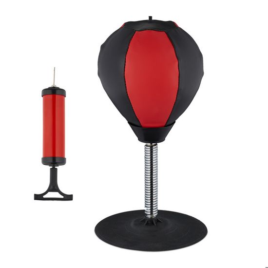 Relaxdays Sac de frappe de table, punching ball pour bureau, mini punching ball pour frustration et stress, poire de frappe debout, noir, 1 pièce Relaxdays Sac de frappe de table, punching ball pour bureau, mini punching ball pour frustration et stress, poire de frappe debout, noir, 1 pièce