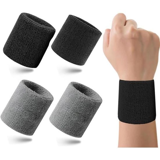 Lot 4 Bracelets Poignet Absorbants Sport – Élasthanne/Nylon, Gris Et Rose, 8 Cm X 8 Cm
