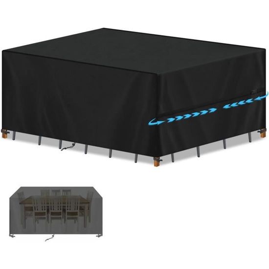 Housse Salon De Jardin,180x120x100cm Noir 420D Oxford