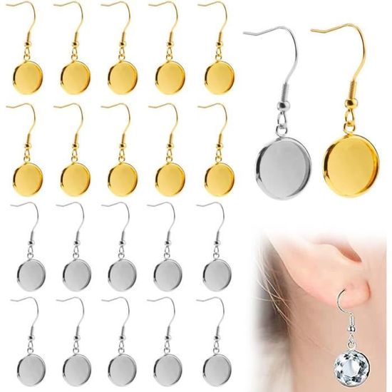 100x Boucles D'Oreilles 8mm Acier Inoxydable Doré - Tige 0,8mm - Pour Création Bijoux DIY - Montures Plates