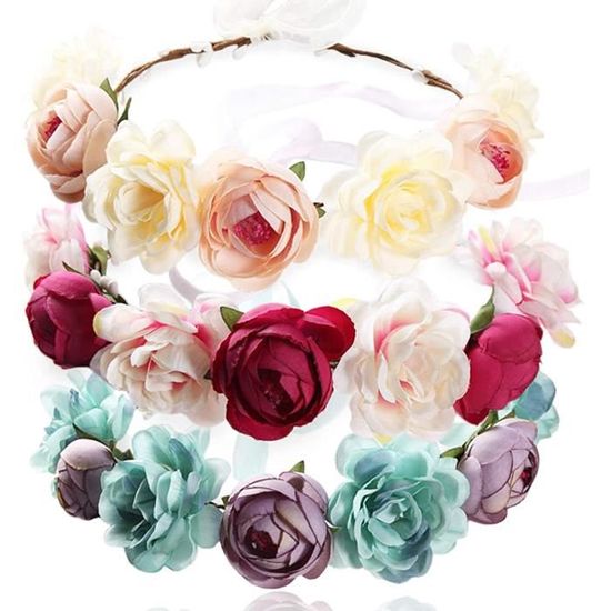Couronne De Fleurs Wohlstand Bandeaux Cheveux Vignes,Mariage Floral Bandeau 35.5 * 1.5cm,serre- Tête De Vigne,Femmes Fleur Bandeau Avec Ruban, Couronne De Mariage Guirlandes Couronne Couronne Florale Accessoire Mariage - 6