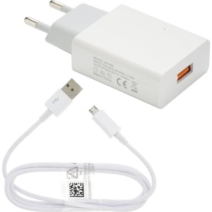 Pour Xiaomi REDMi Note 5 : Chargeur USB 2A Blanc Câble Micro USB 1m