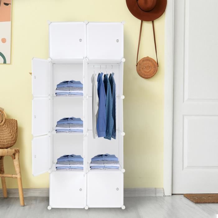 Armoire de Chambre Armoire à rangement,DIY 10 Cubes 5 étages,Blanc