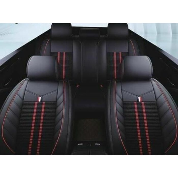 Dacia Housses Sièges Luxe Jeu Complet Cuir Noir Tissu Rouge Broderie