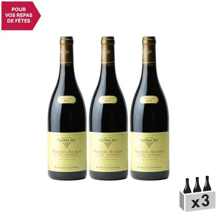 Saint-Aubin 1er Cru Pitangeret Blanc 2017 - Lot de 3x75cl - Domaine François Carillon - Vin AOC Blanc de Bourgogne - Cépage